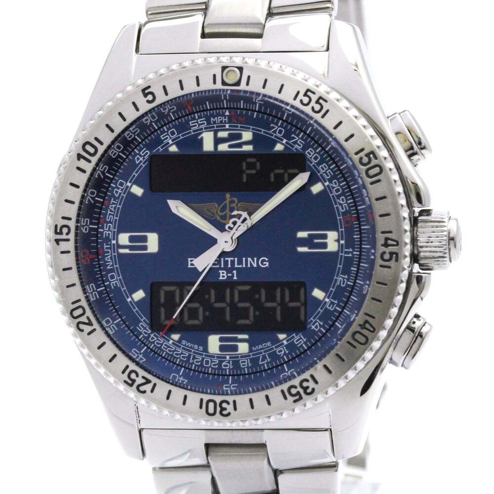 BREITLING Professional B-1 Steel Quartz Mens Watch A68062 Polished